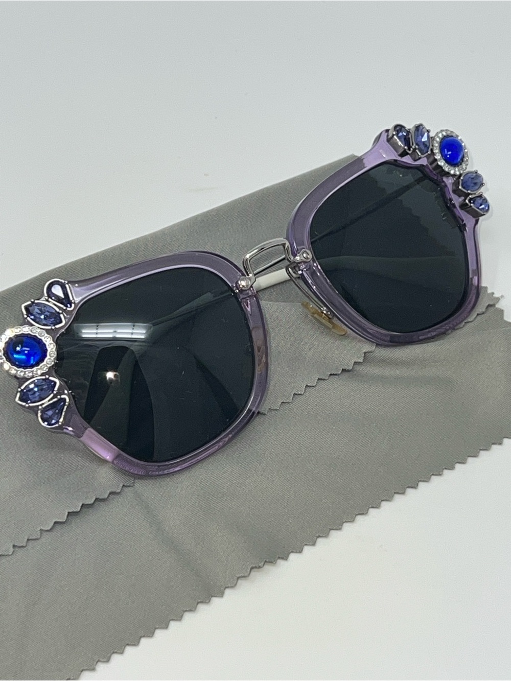Miu Miu 51MM Crystal-Embellished Square Sunglasses in Lilac - Picture 2 of 10